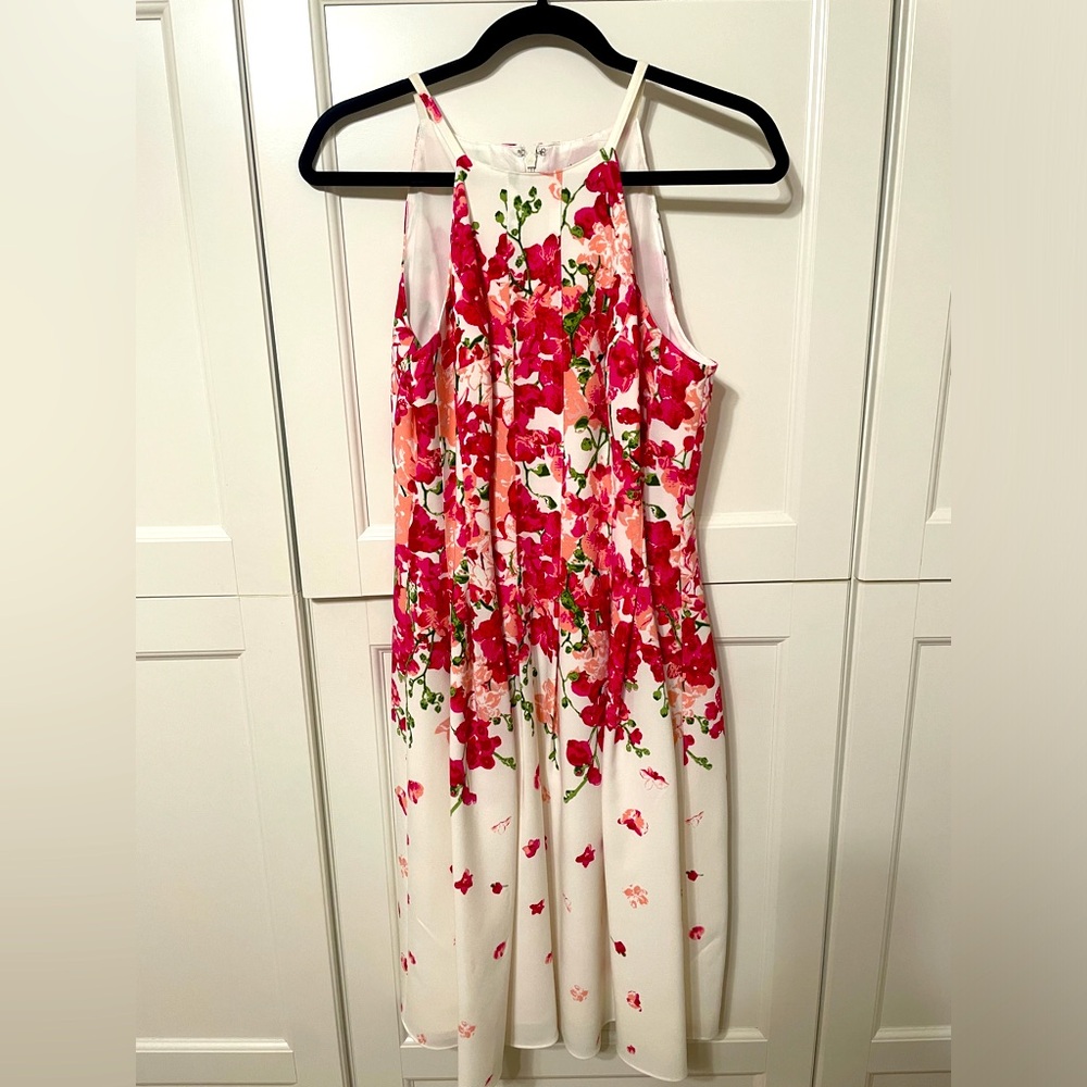 White and pink dress with beautiful details by Adrianna Pappel
